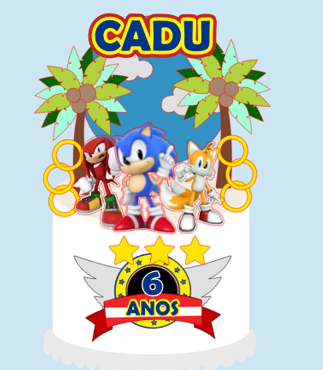 Arquivo de Corte - Topo de bolo Sonic 1