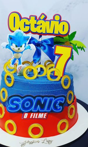 Kit com 5 arquivos de corte: 04-SONIC TOPO DE BOLO