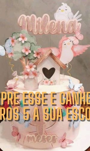 Arquivo de Corte Topo Bolo Jardim Aquarela