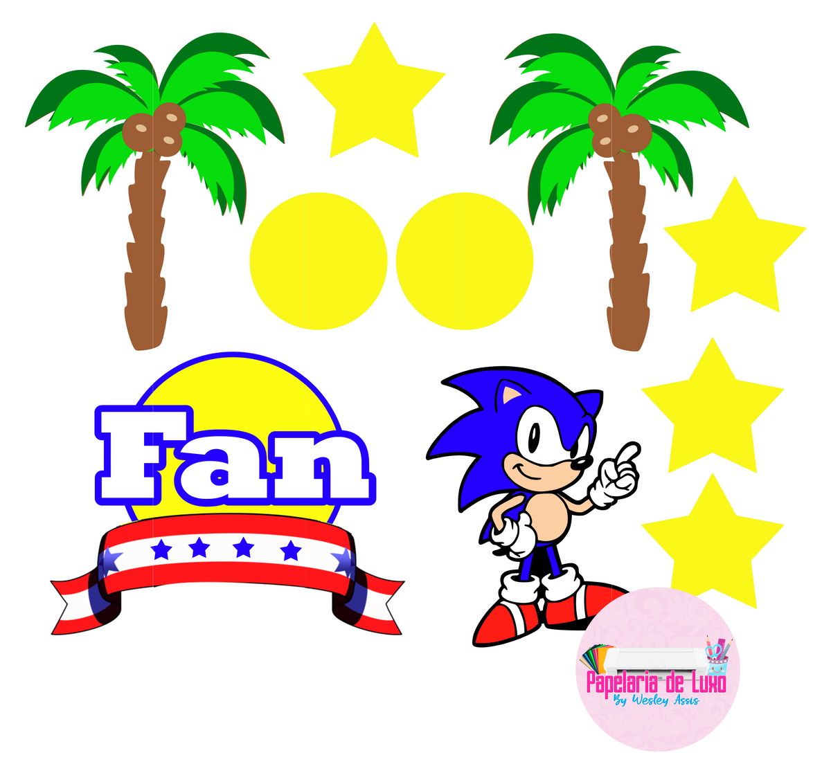 Arquivo de corte Topo de Bolo 3D Sonic