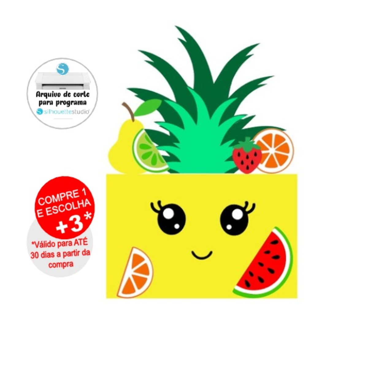 Arquivo de Corte Topo de Bolo Abacaxi Frutas