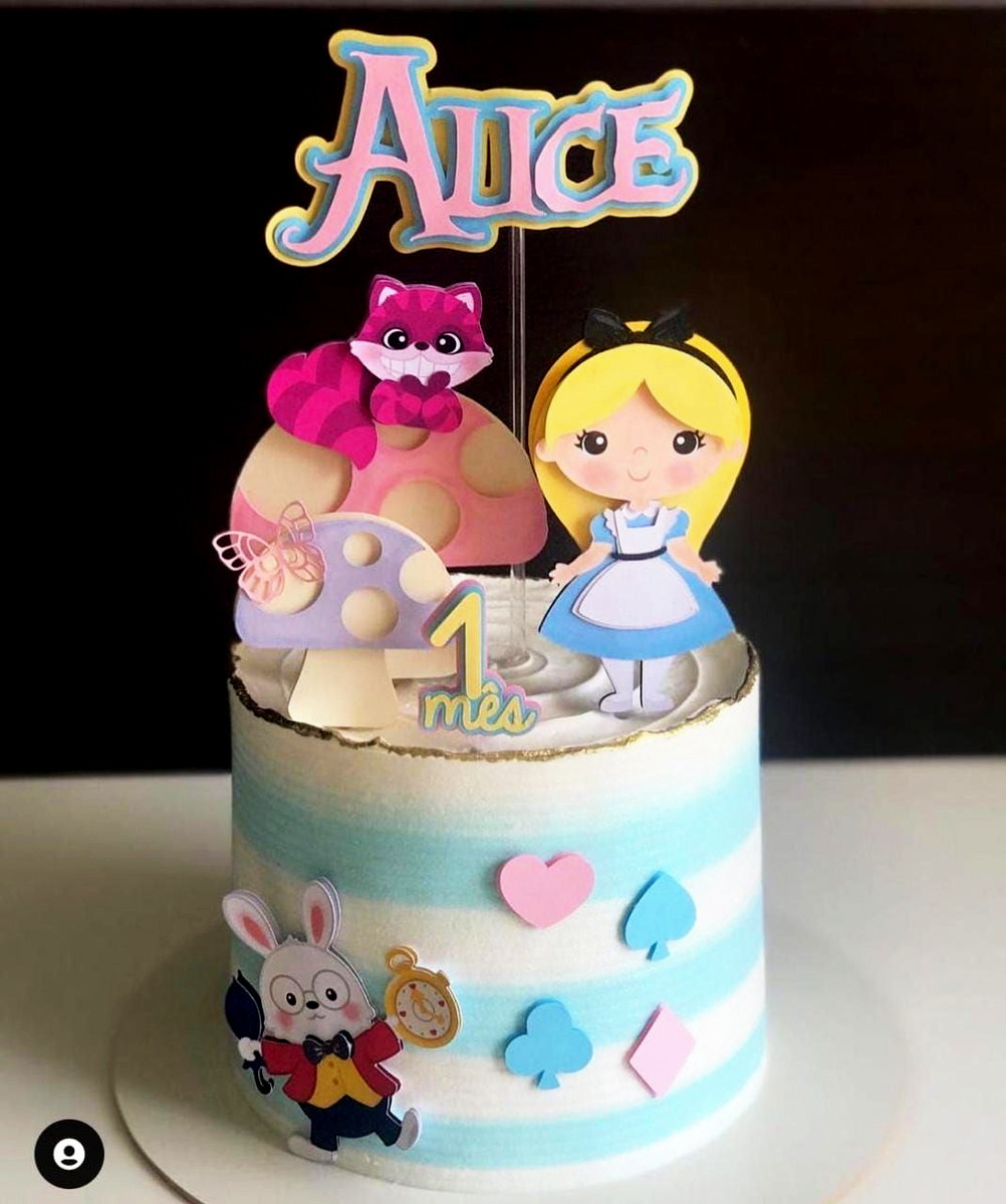 Studio/pdf Arquivo de Corte Topo de Bolo Alice -010 - Imagem 2