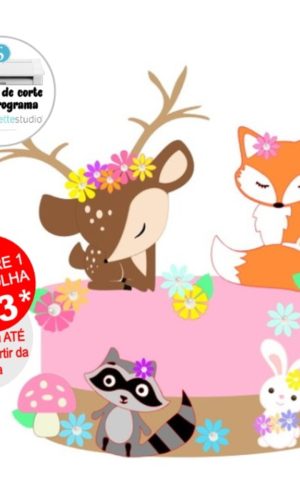Arquivo de Corte Topo de Bolo Animais Bosque