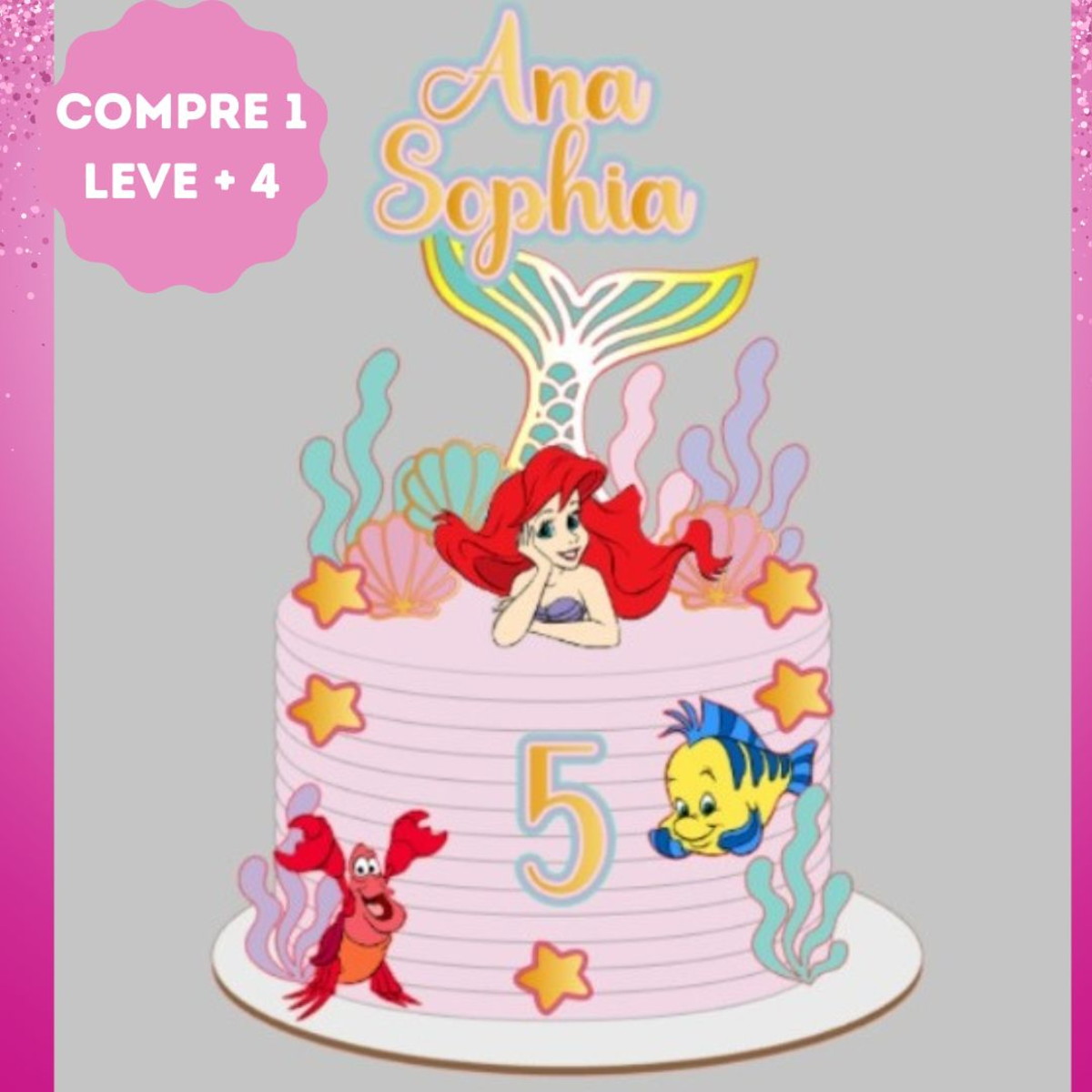 Arquivo de Corte Topo de Bolo Ariel Mermaid