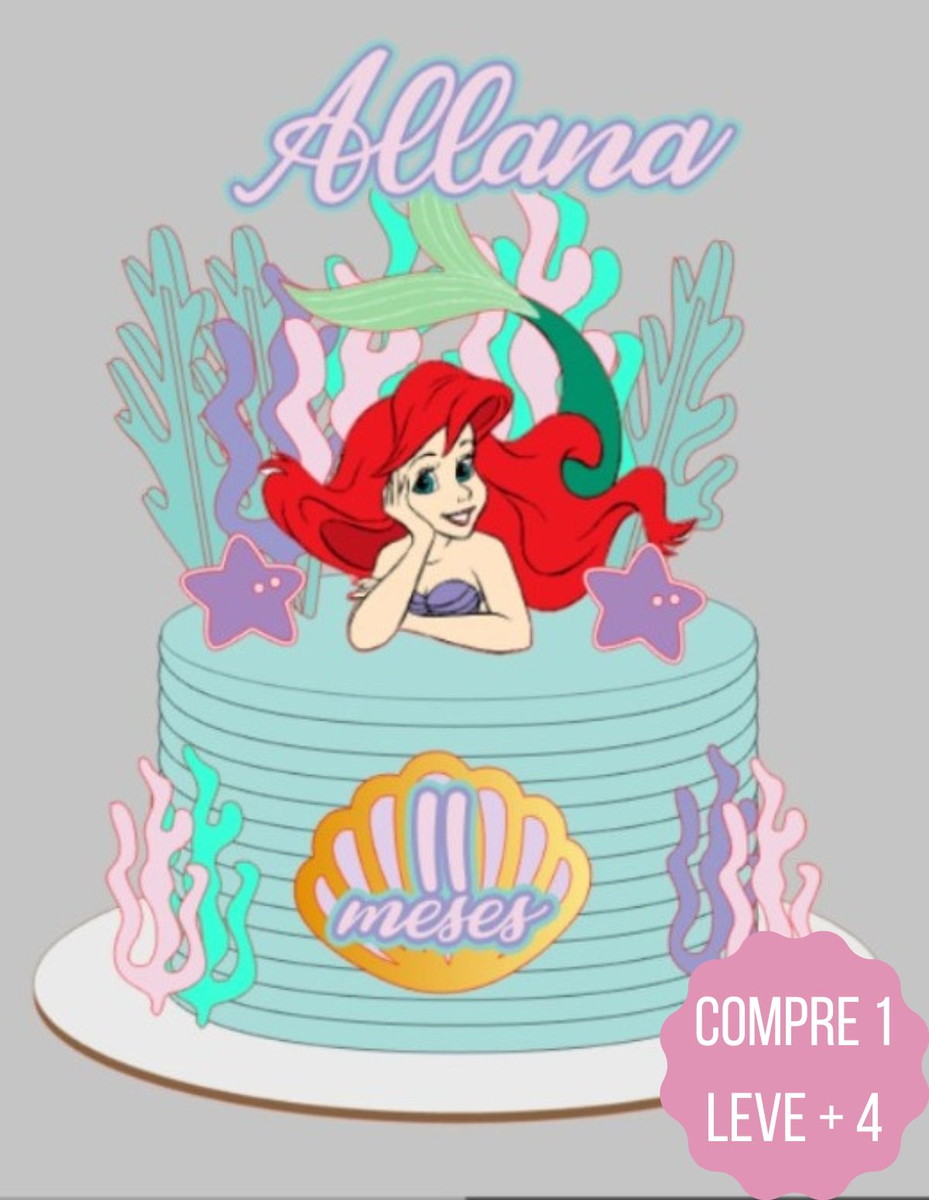 Arquivo de Corte Topo de Bolo Ariel Pequena Sereia