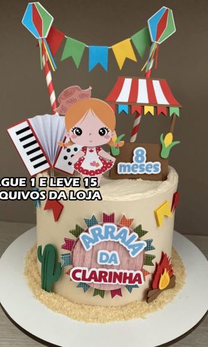 Arquivo de Corte - Topo de Bolo Arraiá Menina