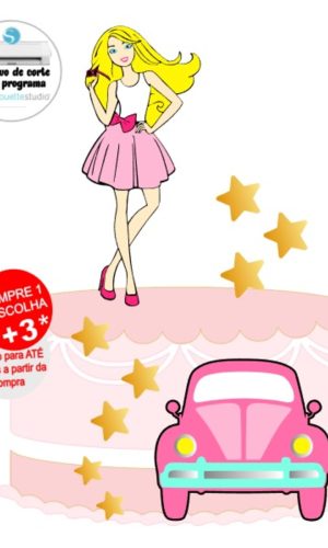 Arquivo de Corte Topo de bolo Barbie Carro