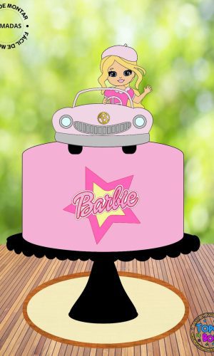 Arquivo de Corte Topo de Bolo Barbie Loira de Carro