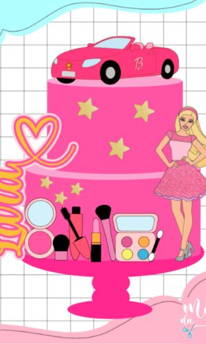 Arquivo de Corte Topo de Bolo Barbie Loira Make + Carro 014