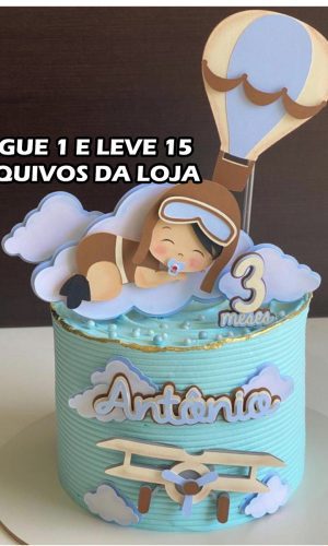 Arquivo de Corte Topo de Bolo Bebê Aviador