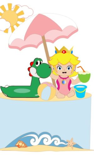Arquivo de Corte Topo de Bolo Bebê Praia Princesapeach Mario