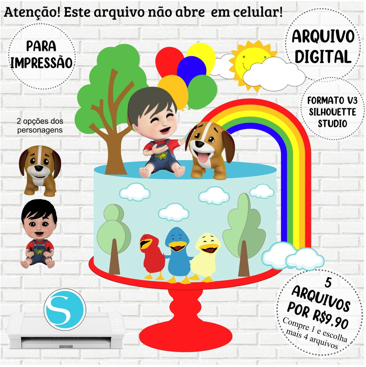 Arquivo de Corte Topo de Bolo Bento e Totó #809