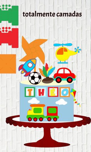 Arquivo de Corte Topo de Bolo Brinquedos Camadas