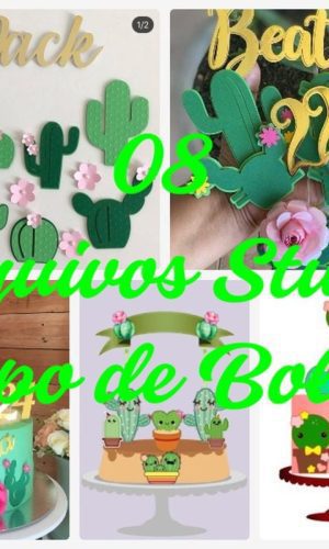 Arquivo de Corte Topo de Bolo - Cactos