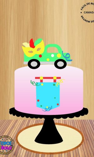 Arquivo de Corte Topo de Bolo Carnaval Carro Simples