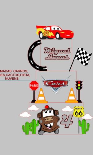 Arquivo de Corte Topo de Bolo Carros Camadas