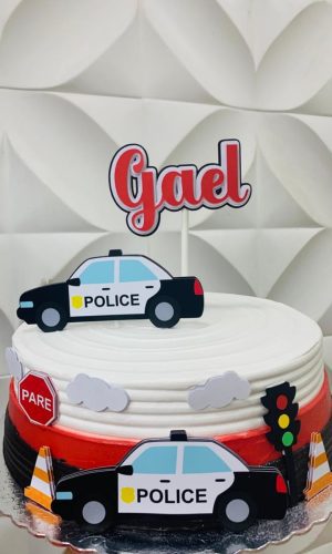 Arquivo de Corte Topo de Bolo Carros de Polícia em Camadas