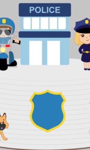 Arquivo de Corte Topo de Bolo Carros de Políciais em Camadas