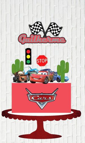 Arquivo de Corte Topo de Bolo Carros Mcqueen Cactos