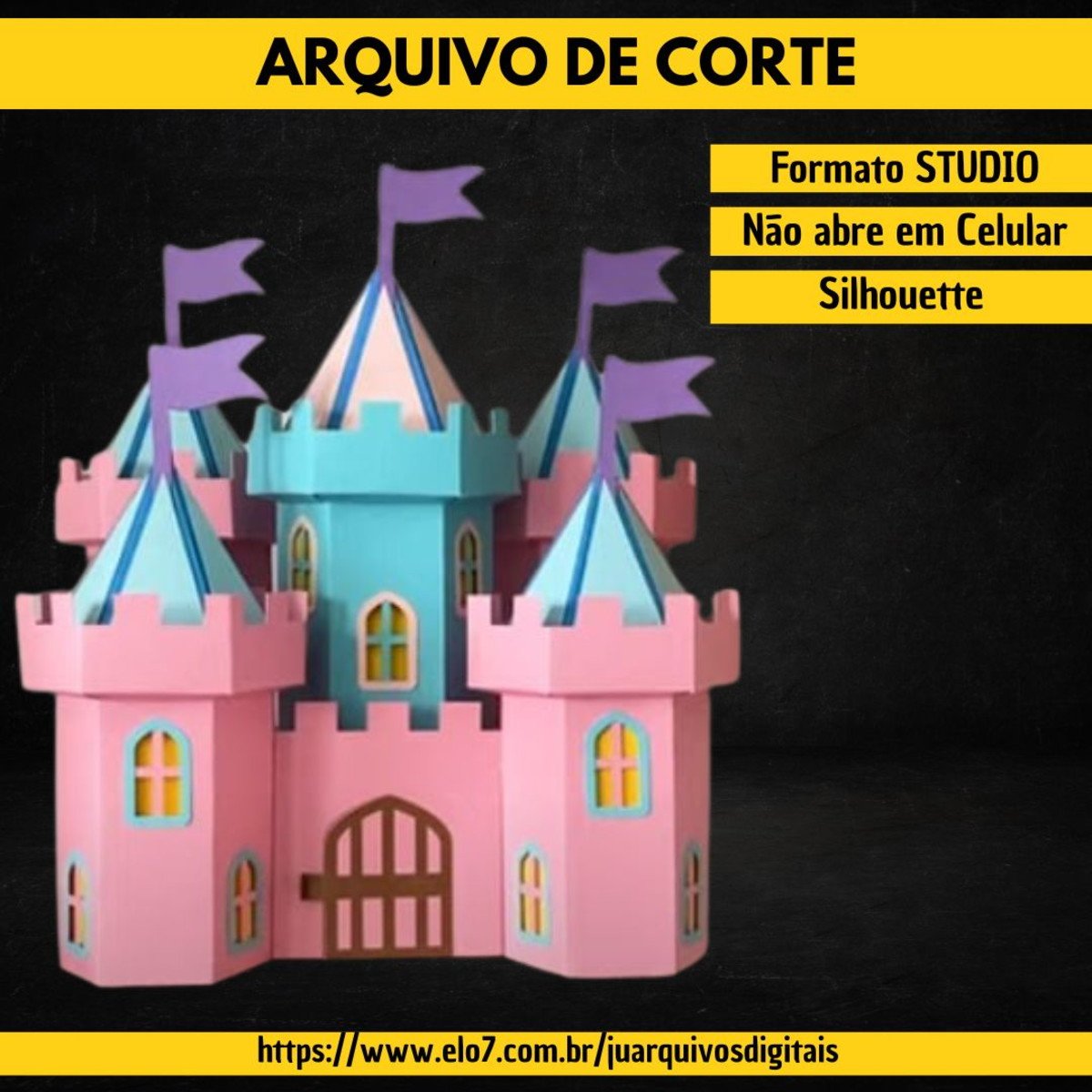 Arquivo de Corte Topo de Bolo Castelo 3d Studio 002