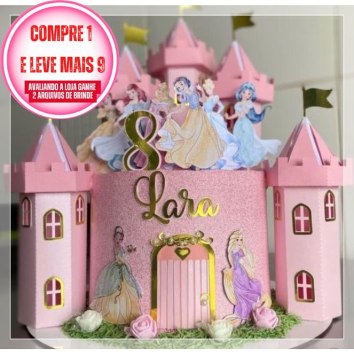 Arquivo de Corte Topo de Bolo Castelo de Princesas #2901 - Imagem 2