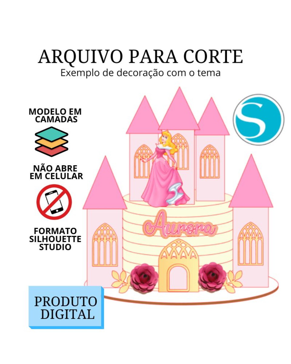 Arquivo de Corte Topo de Bolo - Castelo Princesa Aurora