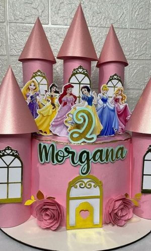 Arquivo de Corte Topo de Bolo Castelo Princesas em Camada