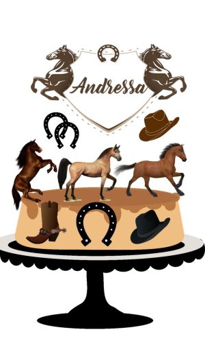Arquivo de corte Topo de Bolo Cavalos 02