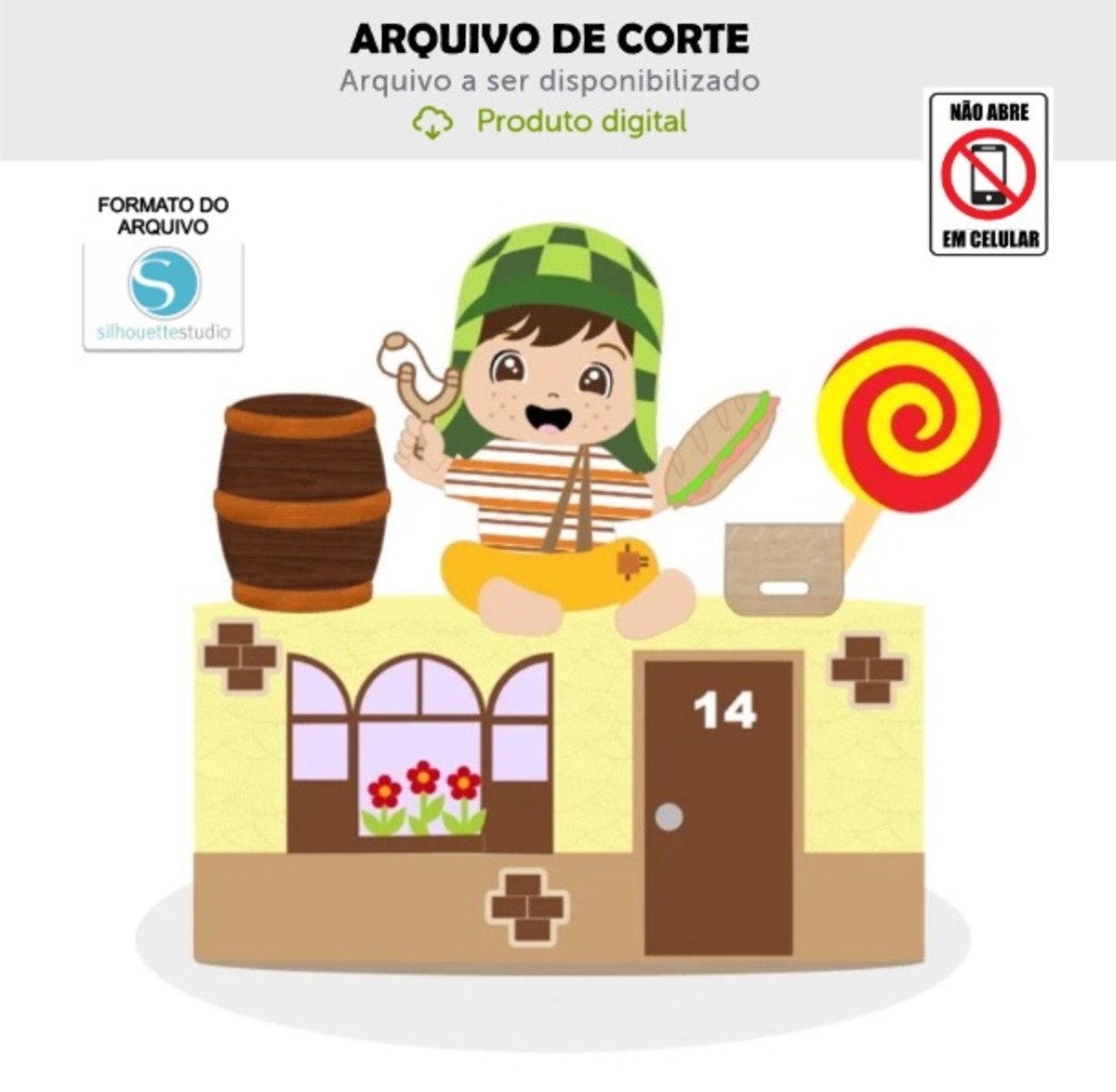 Arquivo de Corte Topo de Bolo Chaves Bebê