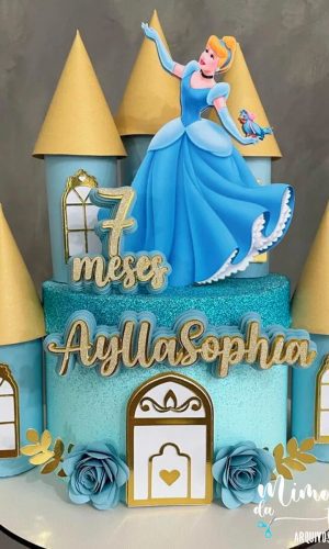 Arquivo de Corte: Topo de Bolo Cinderela + Castelo 3d 007