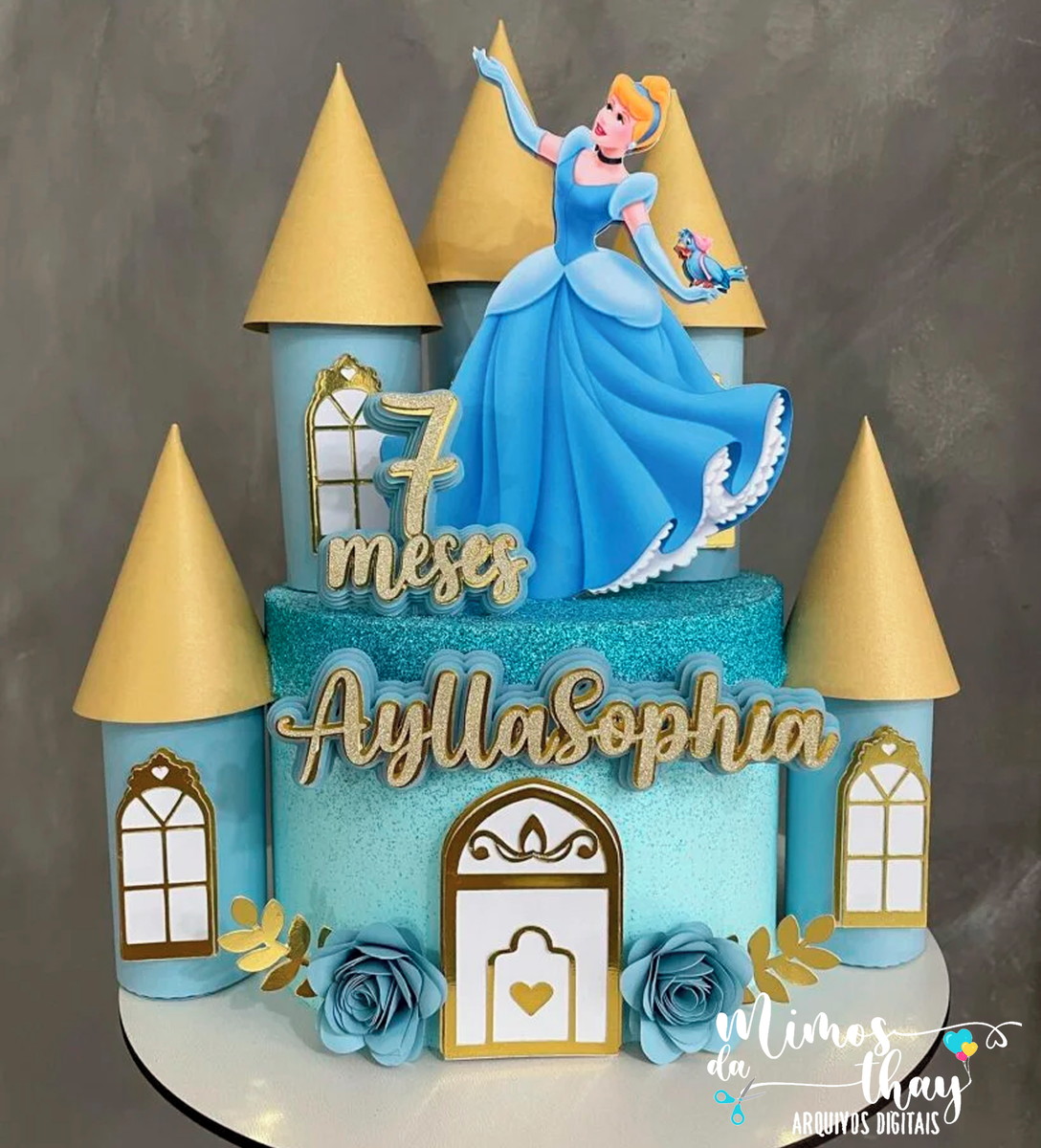 Arquivo de Corte: Topo de Bolo Cinderela + Castelo 3d 007