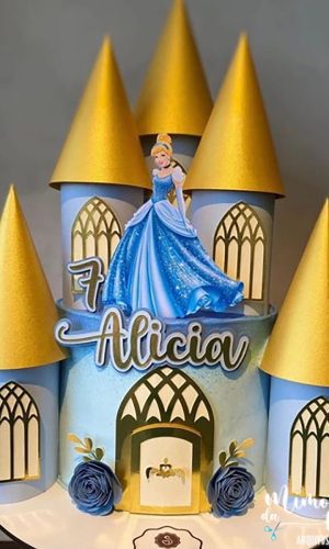 Arquivo de Corte: Topo de Bolo Cinderela + Castelo 3d 008