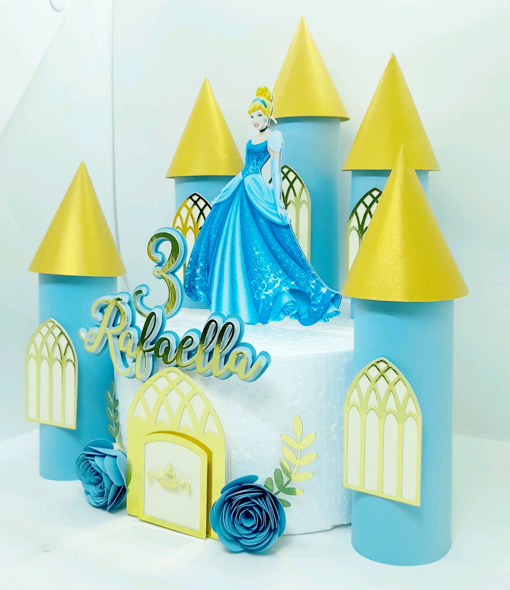 Arquivo de Corte Topo de Bolo Cinderela Torre 3d Studio - Imagem 3