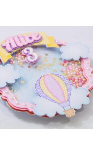 Arquivo de Corte Topo de Bolo Circular Balão Menina #2793