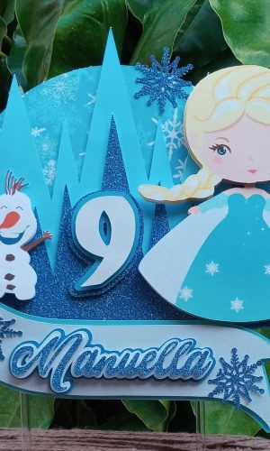 ARQUIVO DE CORTE Topo de bolo Circular Frozen Elsa Cute