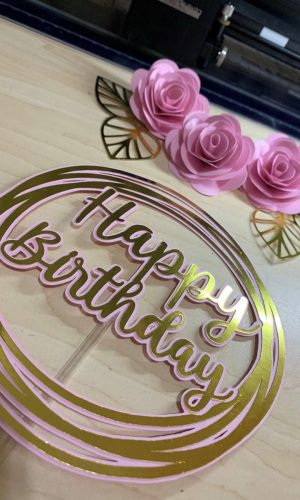 Arquivo de corte topo de bolo circular happy birthday