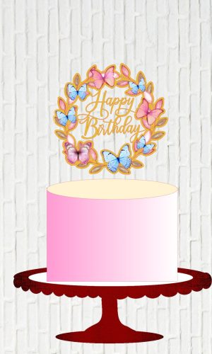 Arquivo de Corte Topo de Bolo Circular Happy Birthday