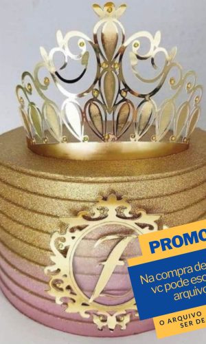 Arquivo de corte topo de bolo coroa 3D Princesa realeza -038