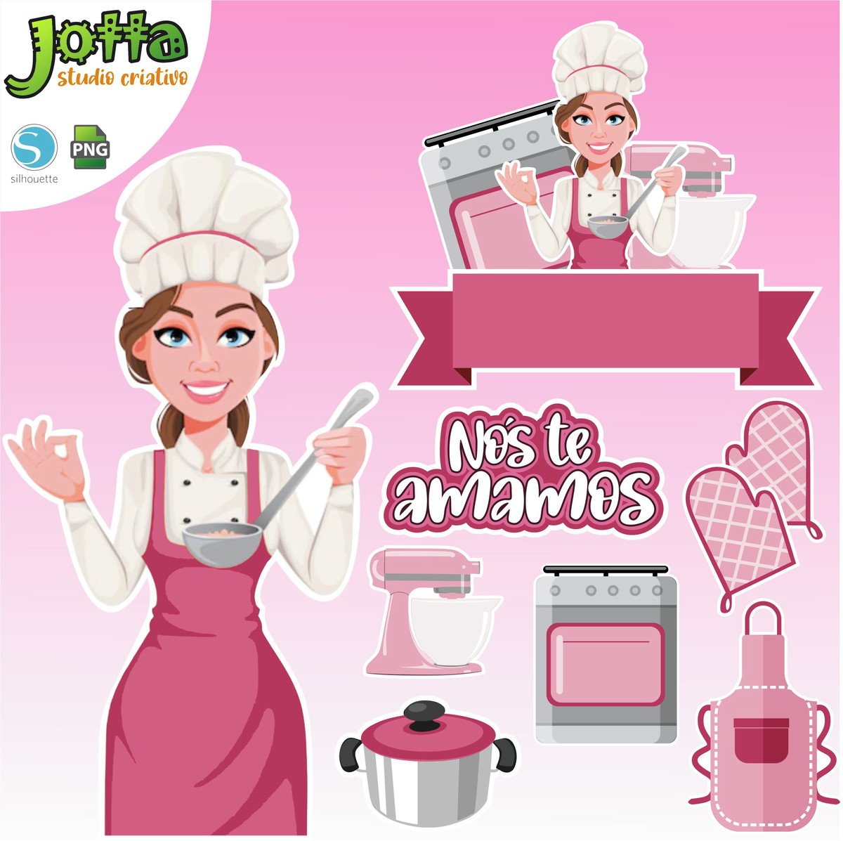 Arquivo de Corte Topo de bolo - Cozinheira - Studio PNG