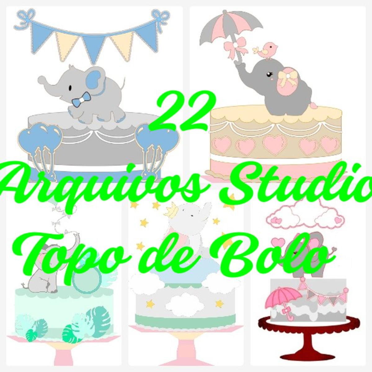 Arquivo de Corte Topo de Bolo - Elefantinho - Imagem 2