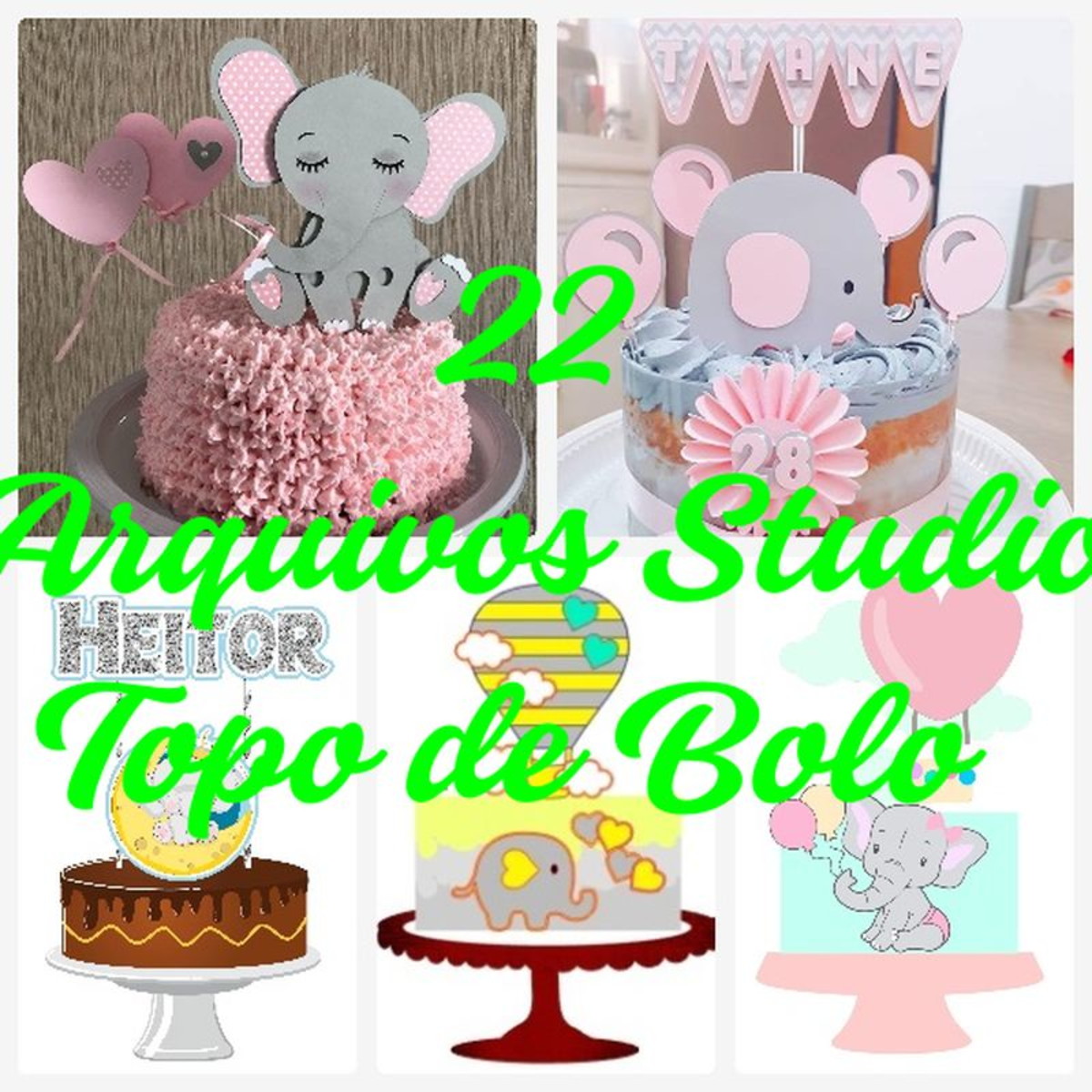 Arquivo de Corte Topo de Bolo - Elefantinho
