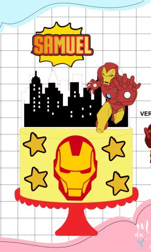 Arquivo de Corte: Topo de Bolo em Camadas Homem de Ferro 001