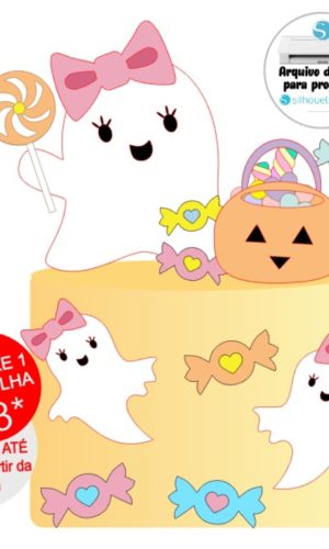 Arquivo de Corte Topo de Bolo Fantasminha menina Halloween