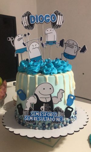 Arquivo de Corte Topo de Bolo Flork Fitnes Studio+brinde