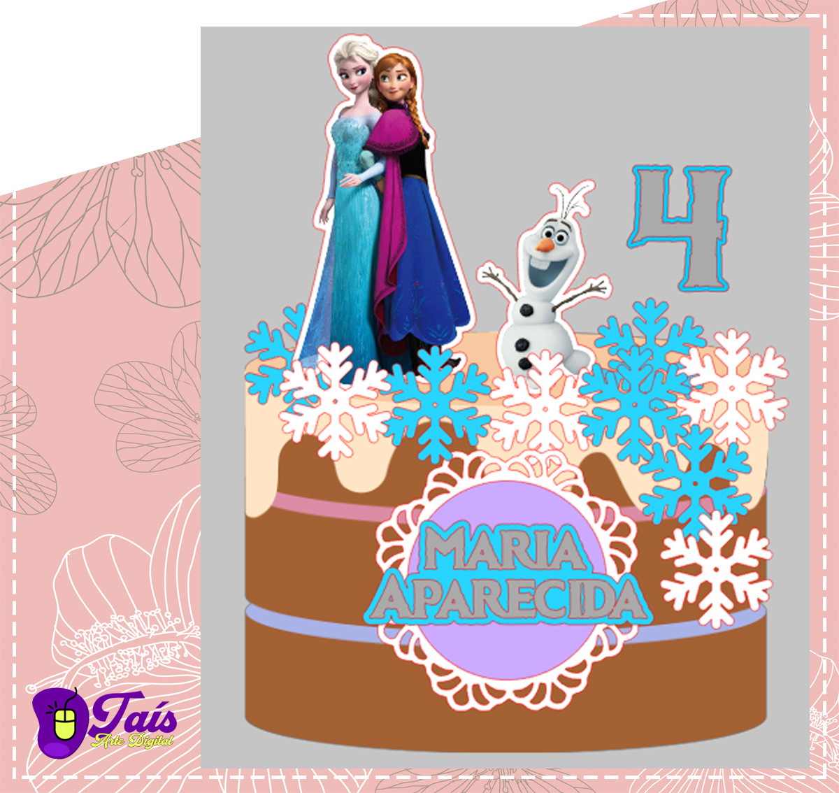 Arquivo de Corte topo de Bolo Frozen 03 - Studio e PDF