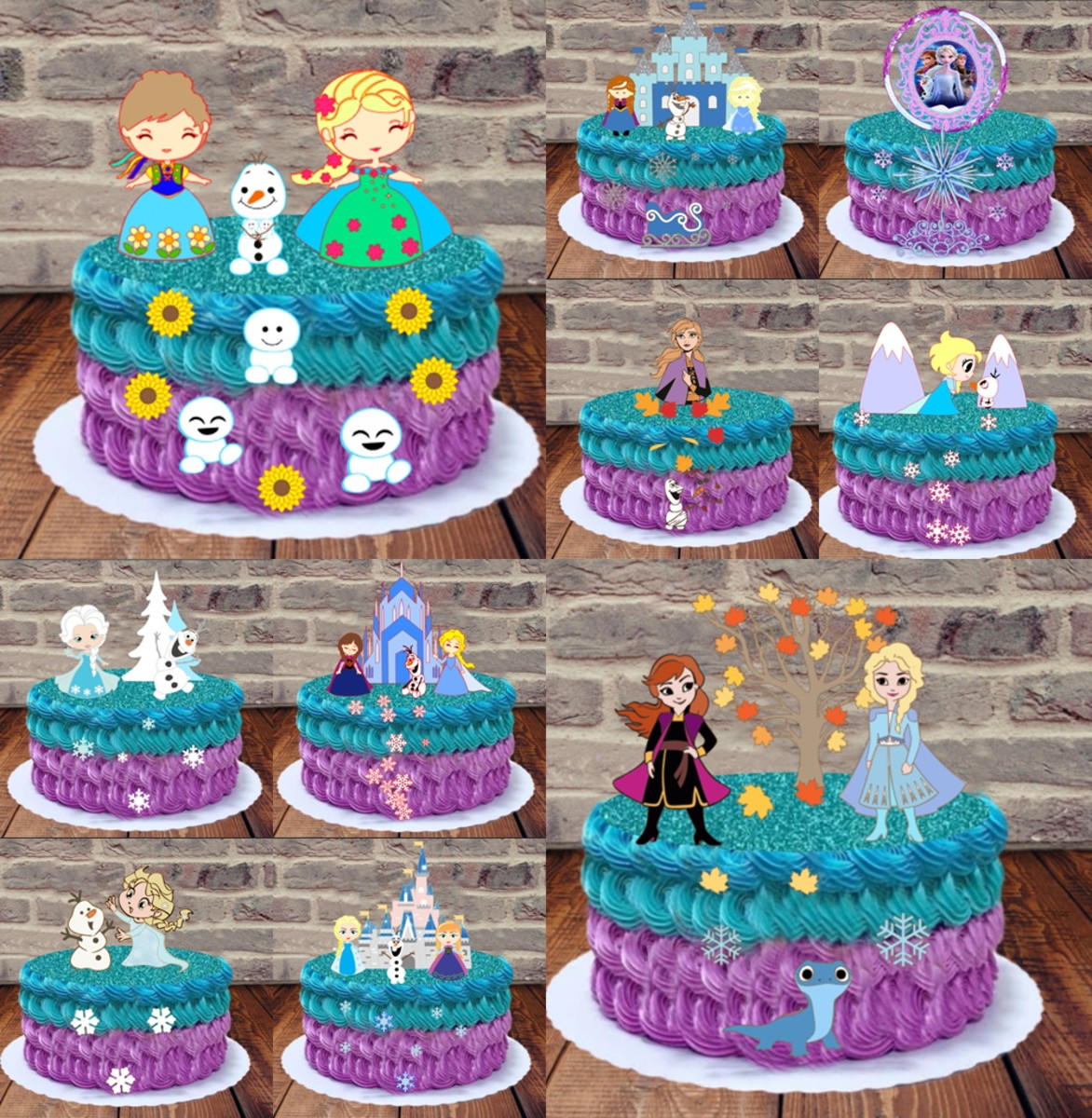 ARQUIVO DE CORTE TOPO DE BOLO FROZEN 10 TEMAS E 9 CAMADA