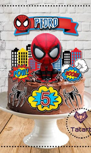 Arquivo de corte topo de bolo Homem aranha chibi