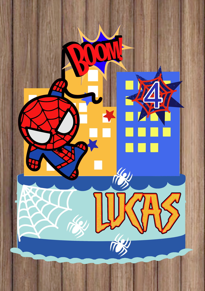 Arquivo de Corte Topo de Bolo Homem Aranha em Camadas 234