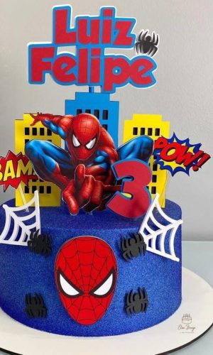 Arquivo de Corte Topo de Bolo Homem Aranha Prédio e Teias