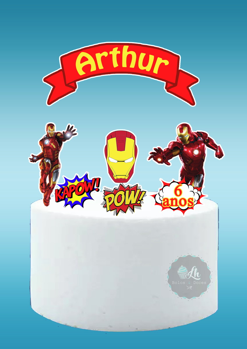 Arquivo de corte topo de bolo Homem de Ferro #1 PDF/JPG - Imagem 3